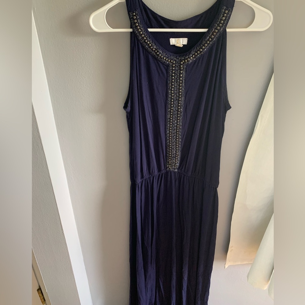 Navy maxi dress.